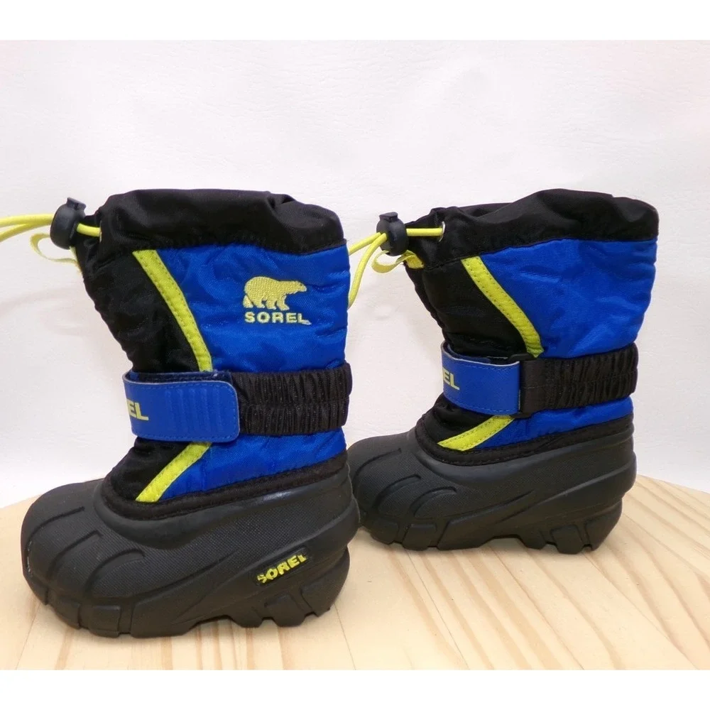 Sorel Flurry Winter Snow Boots Unisex Kids Blue Black Size 5 Waterproof
